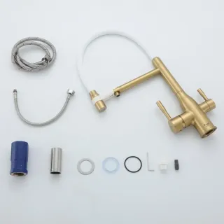 Смеситель для кухни Frap F4398-3 белый золотой сатин